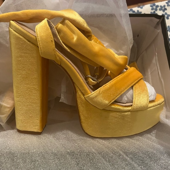 FSJ Yellow Velvet Platforms (size 11) - Picture 2 of 8
